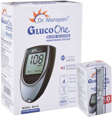 Dr. Morepen BG03 Glucometer With 50 Strips Glucometer  (Black & Grey) For Rs. 599 @ 60 %