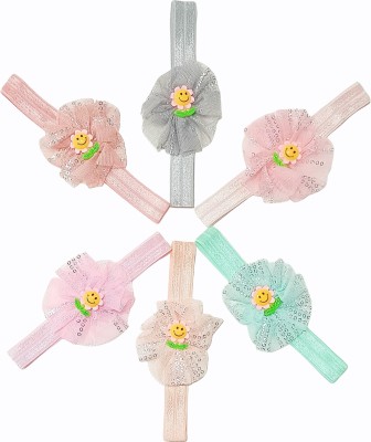 HOMEMATES fancy multicolor headband soft headband new born baby girls kids hairband elastic hair accessories set 6 pcs with gift box Head Band(Multicolor)