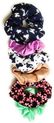 LACE IT Chiffon Flower Hair Bands and Satin Elastic Hair Scrunchies Hair Ties Ropes Scrunchie for Women Girls Hair Accessories-Multi Color -pack of 6 Rubber Band(Multicolor)