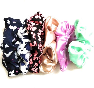 LACE IT Chiffon Flower Hair Bands and Satin Elastic Hair Scrunchies Hair Ties Ropes Scrunchie for Women Girls Hair Accessories-Multi Color -pack of 6 Rubber Band(Multicolor)