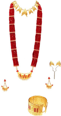 balaji gold Copper Gold-plated Red Jewellery Set(Pack of 1)