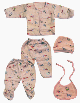 GOURAVSUMANA Baby Boys & Baby Girls Casual T-shirt Pyjama(Peach)