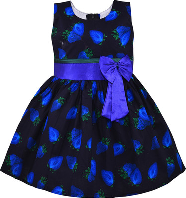 Wish Karo Girls Midi/Knee Length Casual Dress(Purple, Sleeveless)