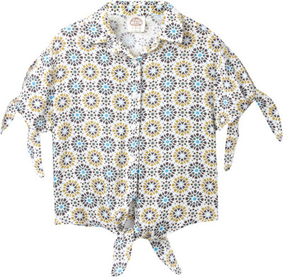 Cub McPaws Girls Casual Rayon Tie-up Top(Multicolor, Pack of 1)