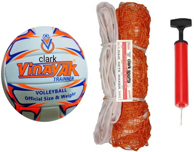 clark CLK9898 orange mashine volleyball with net combo Volleyball Kit