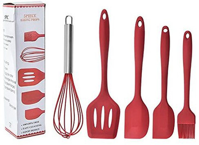 We3 All Purpose Silicone Spatula Set for Cooking Cake Baking Mixing Kitchen Tool Set(Red, Baking Tools)