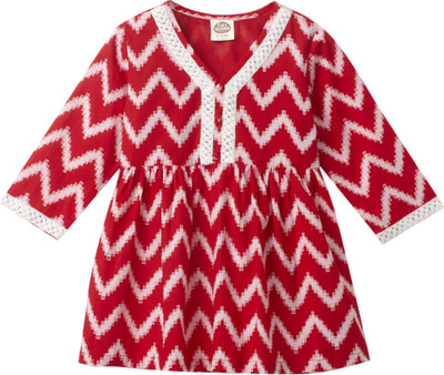 Cub McPaws Girls Printed Straight Kurta(Red)