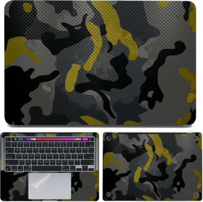 FineArts Fullbody 4 in 1 Precision Cut Laptop Skin Wrap (Top, Bottom, Around Keyboard, Trackpad Protector) Decal Vinyl Sticker Compatible for MacBook Pro 13 Inch TouchBar Display, Model A1706 - Camouflage Black Self Adhesive Vinyl Laptop Decal 13