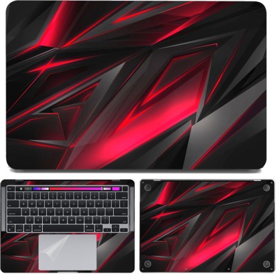 FineArts Fullbody 4 in 1 Precision Cut Laptop Skin Wrap (Top, Bottom, Around Keyboard, Trackpad Protector) Decal Vinyl Sticker Compatible for MacBook Pro 13 Inch TouchBar Display, Model A1706 - Magenta Black 3D Abstract A1706 Self Adhesive Vinyl Laptop Decal 13