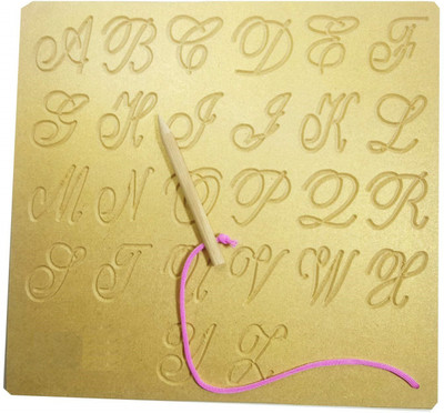 Ashmi Cursive Wooden English Alphabet A to Z Uppercase Letters Tracing & Practice Board Educational Toys for Kids with Dummy Wooden Pencil Size 12 X 12 Inch Age 2+(Brown) Ashmi Cursive Wooden English Alphabet A to Z Uppercase Letters Tracing & Practice Board Educational Toys for Kids with Dummy Wooden Pencil Size 12 X 12 Inch Age 2+(Brown)