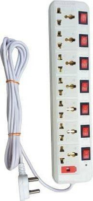Om Traders 7 Socket Extension Cord With Individual Switches FUSE Led Indicator 7 Socket Extension Boards (White)(RED) 7 Socket Extension Boards (White) 144 inch copper long wire Copper Light Socket(Pack of 1) Om Traders 7 Socket Extension Cord With Individual Switches FUSE Led Indicator 7 Socket Extension Boards (White)(RED) 7 Socket Extension Boards (White) 144 inch copper long wire Copper Light Socket(Pack of 1)