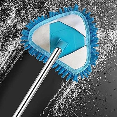 Buy From Best 180 Rotatable Triangle Dust Mop For Flat Floor Home Cleaning With Extendable Rod Microfiber Mop Set Flat Mop (Multicolor) Flat Mop(Multicolor)