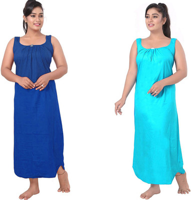 UNIQUE COLLECTONS Women Nighty Set(Dark Blue, Light Blue)
