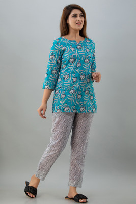 his&her Women Printed Yellow Top & Pyjama Set