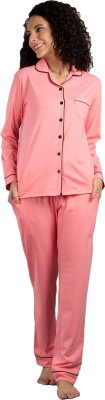 NITE FLITE Women Solid Pink Top & Pyjama Set
