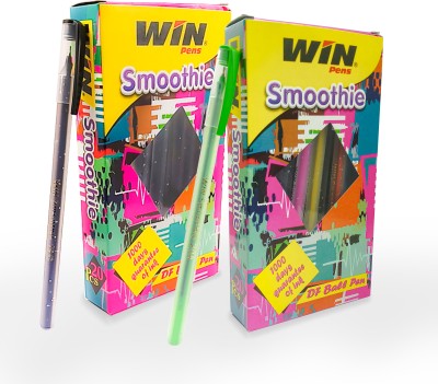 Win Smoothie 80Pcs(40Blue & 40Black)|0.7mm Tip|School, Office|Use & Throw Ball Pen(Pack of 80, Multicolor)