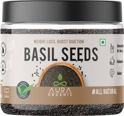 AURA ORGANIC BASIL SEEDS, FALOODA, SABJA seeds, TAKMARIYA Seed