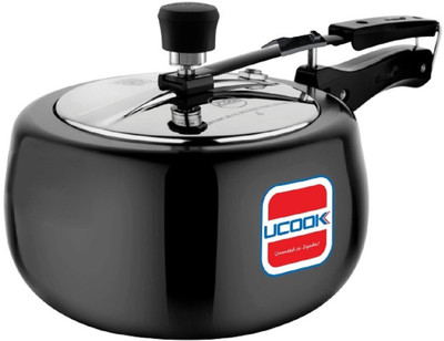 UCOOK By United Ekta Engg. Royale Duo 3 Litre Hard Anodised Innerlid Pressure Cooker 3 L Inner Lid Induction Bottom Pressure Cooker(Hard Anodized)