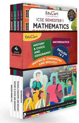 Educart ICSE Semester 1 MCQ Sample Papers Books Main Subjects Bundle Class 10 - English 1 & 2, Maths, Physics, Chemistry, Biology, History & Civics And Geography For 2021-22 (T S Sudhir)(Paperback, Educart) Educart ICSE Semester 1 MCQ Sample Papers Books Main Subjects Bundle Class 10 - English 1 & 2, Maths, Physics, Chemistry, Biology, History & Civics And Geography For 2021-22 (T S Sudhir)(Paperback, Educart)
