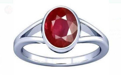 Neeba Metal Ruby Silver Plated Ring