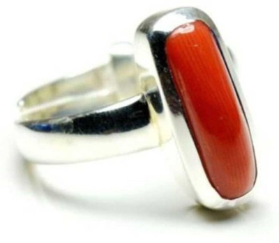 RSPSHAKTI Yellow Sapphire Pukhraj 5dhatu Gold Coated Adjustable Ring Unisex Wt 5.25 rti Metal Coral Silver Plated Ring