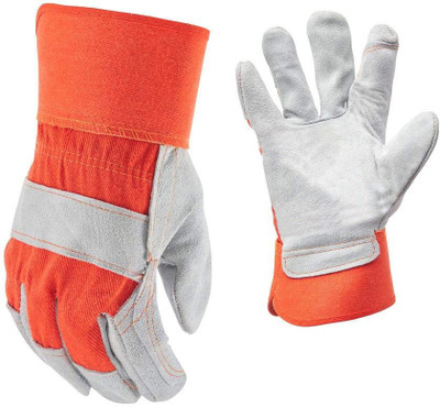 PRO Q Canadian Double Palm Leather Gloves For Heat, Cut, Wear And Tear Resistant Anti Impact Coated For Handling Machins And Welding Leather  Safety Gloves(Pack of 2)