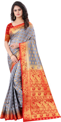 BULLDOZER Woven Banarasi Cotton Silk Saree(Multicolor)