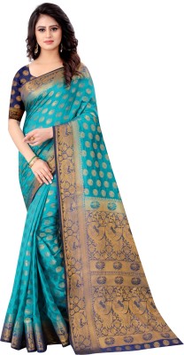 FINE WEAR Woven Kanjivaram Cotton Silk Saree(Multicolor)