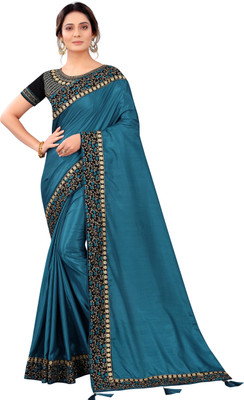 Disha Fashion Embroidered Banarasi Pure Silk Saree(Grey)