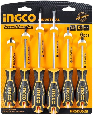 Garg overseas ING-CO HKSD0628 SCREW DRIVER SET OF 6PCS Long Handle Screwdriver Set(Pack of 6)