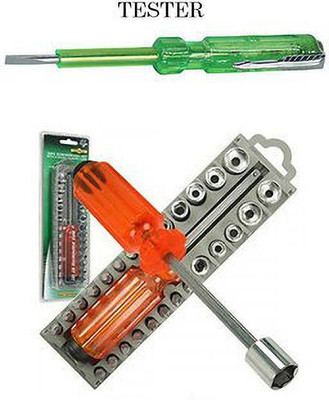 WHITE POPCORN Heavy Duty 28 Pcs Screwdriver Bit Set Toolkit + Free 1 Electric Tester Combination Screwdriver Set(Pack of 1) WHITE POPCORN Heavy Duty 28 Pcs Screwdriver Bit Set Toolkit + Free 1 Electric Tester Combination Screwdriver Set(Pack of 1)