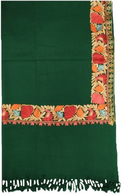 Soul Essence Wool Embroidered Women Shawl(Green)