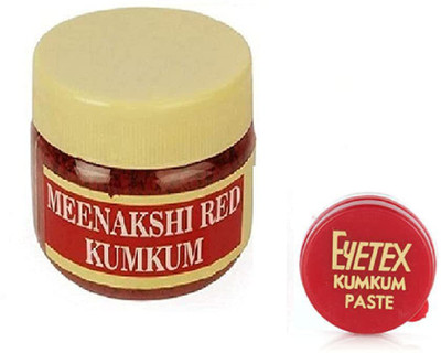 NAACHAAS Madurai Sri Meenakshi Amman Manjal Thazhampoo Kumkum 30 gms with Eyetex kumkum Paste 2.3gm Red Colour sindoor(Red)