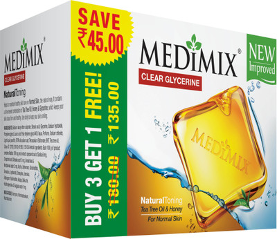 MEDIMIX Clear Glycerine - Natural Toning Soap(4 x 100 g)