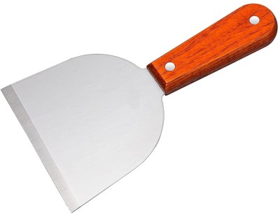Himart Half rounded griddle scraper,spatula with wooden handle and steel straight blade Mixing Spatula(Pack of 1)