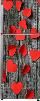 K2A Studio 60 cm multicolor paper, red heart on the wooden sheet Self Adhesive Sticker(Pack of 1)