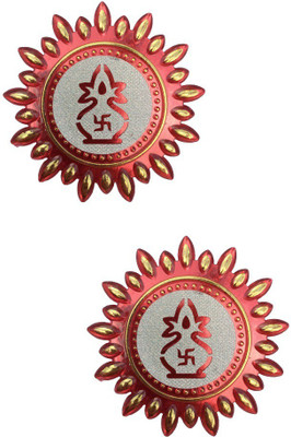 CRAZECULTURE 8 cm IXV36-HG-Religious Swastik Stickers for Wall/Door Decoration Self Adhesive Sticker(Pack of 2)