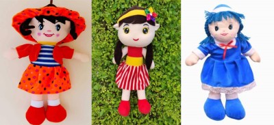 tgr cute stuffed soft doll special pack of 3 ( winky doll , sofia doll , candy doll )  - 45 cm(Orange, Red, Blue)