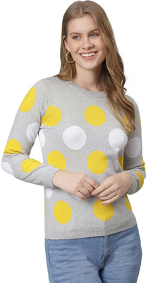 CAMPUS SUTRA Polka Print Round Neck Casual Women Multicolor Sweater