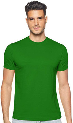 Printcomet Solid Men Round Neck Light Green T-Shirt