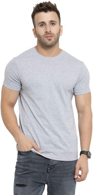 LazyChunks Solid Men Round Neck Grey T-Shirt
