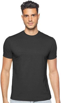 Printcomet Solid Men Round Neck Grey T-Shirt