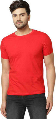 Printcomet Solid Men Round Neck Red T-Shirt