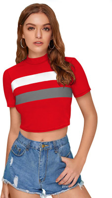 SHREE KSHETRAPAL CREATION Casual Color Block Women Grey Top