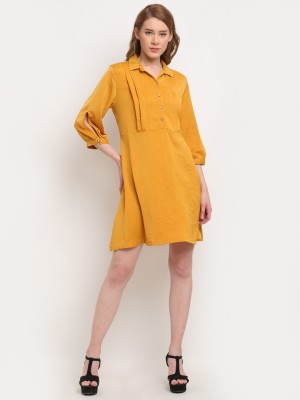 Crozo By Cantabil Women Fit and Flare Yellow Dress