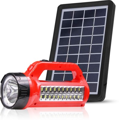 Make Ur Wish Bright LED Rechargeable Flashlight 50W + 20 SMD Side Handheld with Eco Friendly Solar Panel (3W+9V)Color As Per Availability Torch Emergency Light 5 hrs Torch Emergency Light(Multicolor)