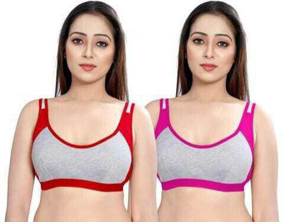 DISCRETE CREATION Women Sports Non Padded Bra(Multicolor)