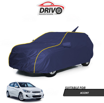 Drivo Car Cover For Hyundai Accent (With Mirror Pockets)(Blue)
