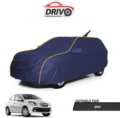 Drivo Car Cover For Honda Brio (With Mirror Pockets)(Blue)