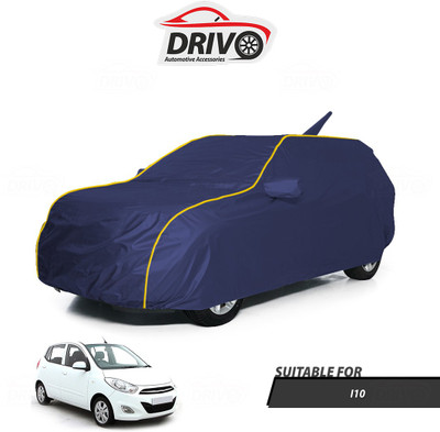 Drivo Car Cover For Hyundai i10 (With Mirror Pockets)(Blue)
